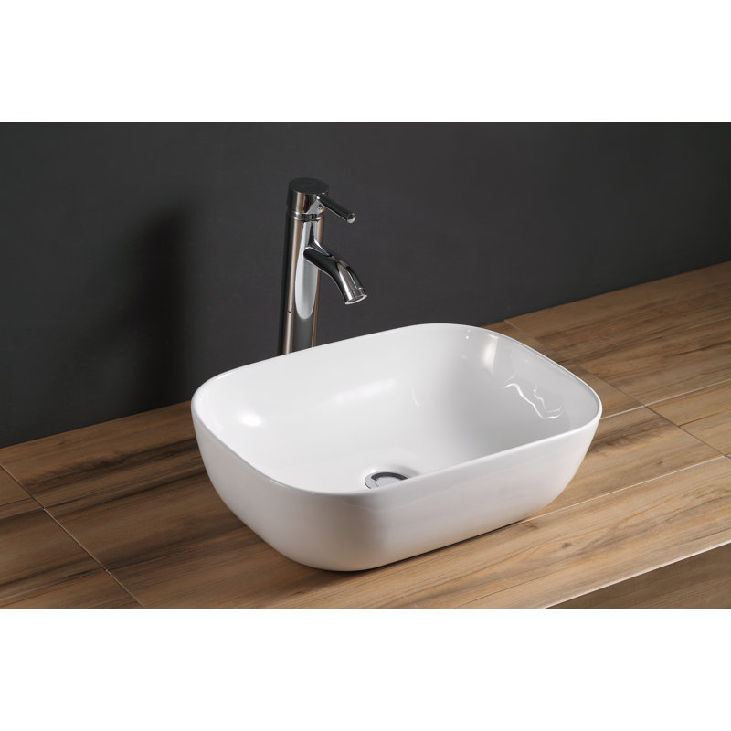 Elanti 13'' White Ceramic Rectangular Vessel Bathroom Sink Wayfair